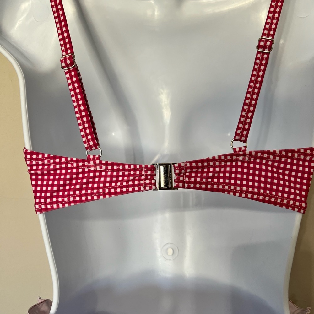 Red Gingham Push Up Ruffle Cheeky Bikini Set - Picture 8 of 15